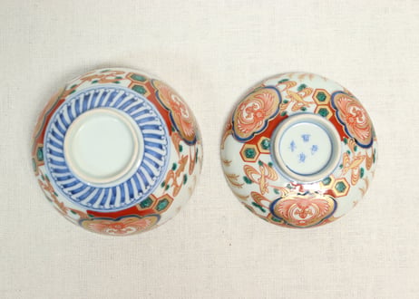 明治前期色絵柳に鮎図蓋茶碗②フリモノ,ひっつき