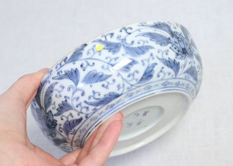 江戸中期色絵赤絵金彩栗図春寒鉢③　カマキズ
