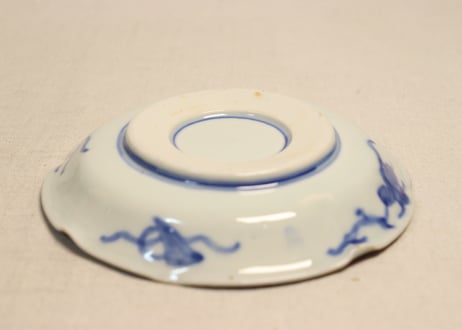 明治前期色絵桐に扇図5寸皿①濃いめ