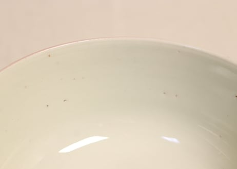 明治前期色絵牡丹と扇に春蘭図蒸茶碗② 少甘手