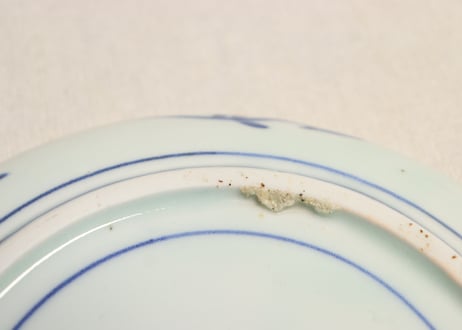 江戸中期染付撫子図6寸皿①　5客組