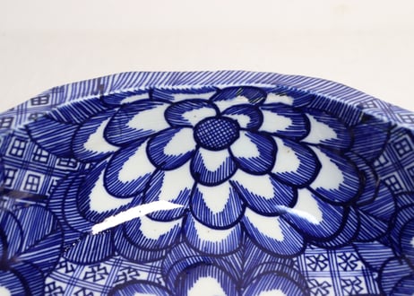 明治前期ベロ藍花図９寸鉢　ノミホツ