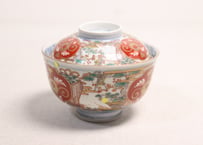 明治前期色絵松竹梅に鶴亀図通り物飯茶碗②少甘手