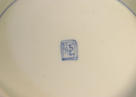 明治前期色絵六方に梅と山水図三つ組鉢