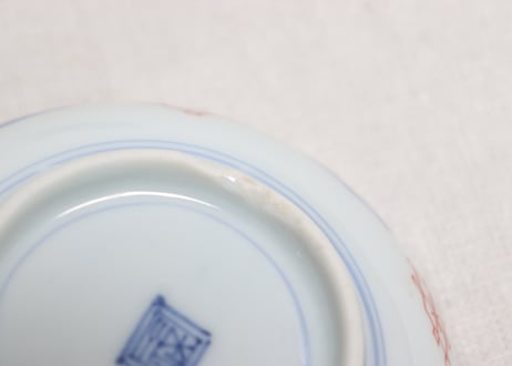 明治前期色絵撫子に蝙蝠図小皿