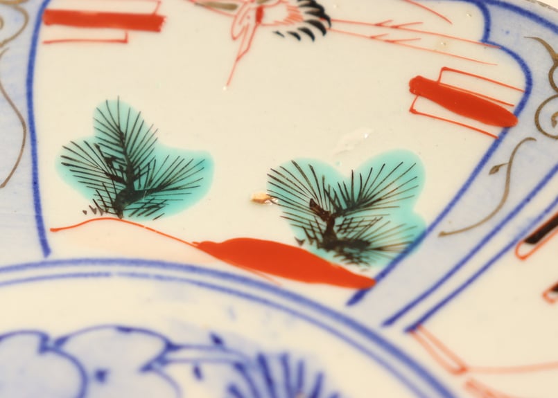 明治後期～大正色絵唐子と松鶴図7寸皿 | 吉祥寺PukuPuku