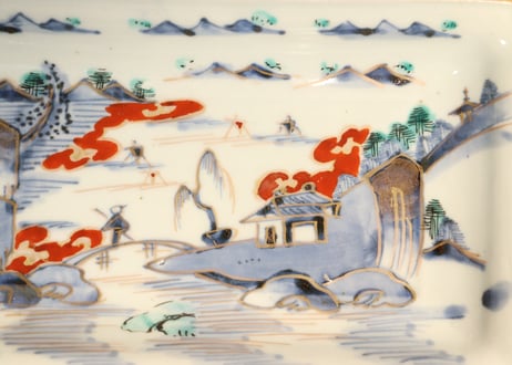 江戸後期色絵山水図長皿①