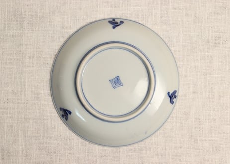 明治後期~大正染付いかだ人物図5寸皿