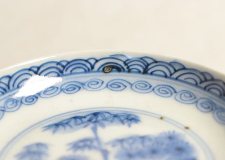 明治前期染付松と竹図小皿