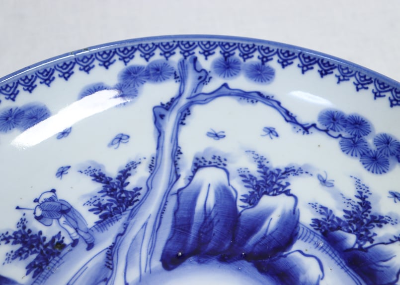 明治前期染付唐子図9寸台皿② 窯傷,座り悪い | 吉祥寺PukuPuku