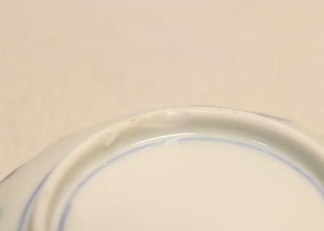 明治前期色絵梅と鶯に鳥籠図通り物小皿