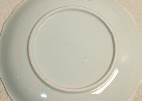 江戸幕末染付扇面に山水図7寸皿