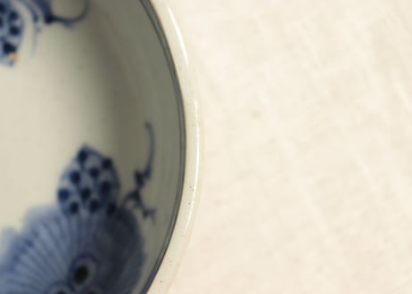 江戸中期青磁染付松と松ぼっくり図春寒鉢 フリモノ