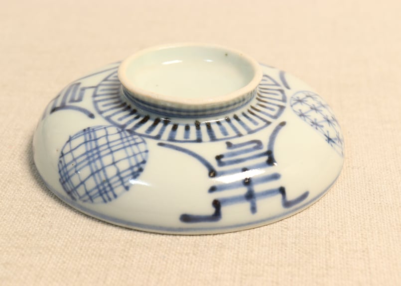 江戸後期染付丸文と文字図蓋茶碗②薄め | 吉祥寺PukuPuku