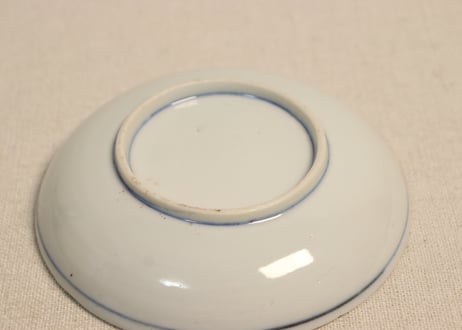 明治後期～大正色絵プリント松竹梅菊図小皿