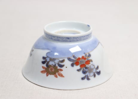 明治前期色絵三方桜図蓋茶碗
