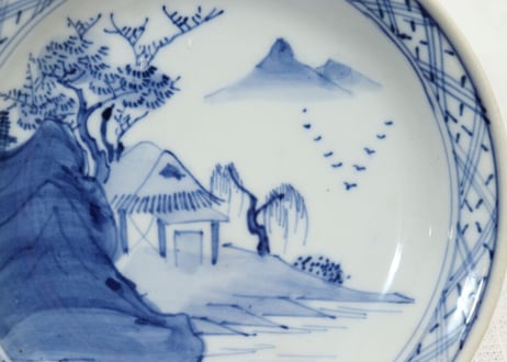 明治後期~大正染付山水図小皿