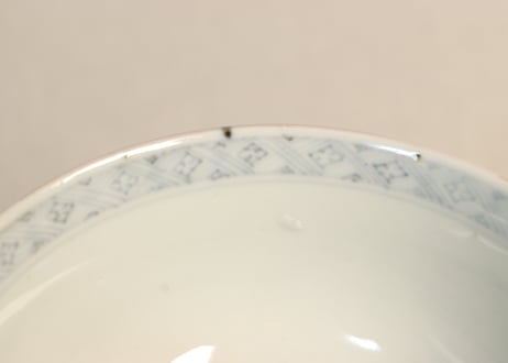 明治前期色絵杜若と梅図飯茶碗