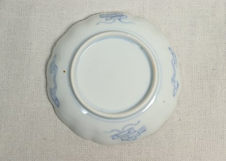 明治前期色絵鶴と松竹梅図通り物小皿
