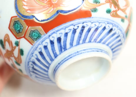 明治前期色絵柳に鮎図蓋茶碗①