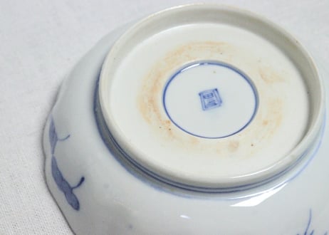明治前期色絵山水図なます皿　釉弾き