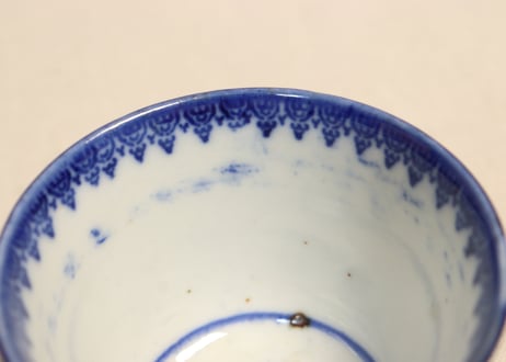 明治前期紙刷六方に牡丹図向付 フリモノ