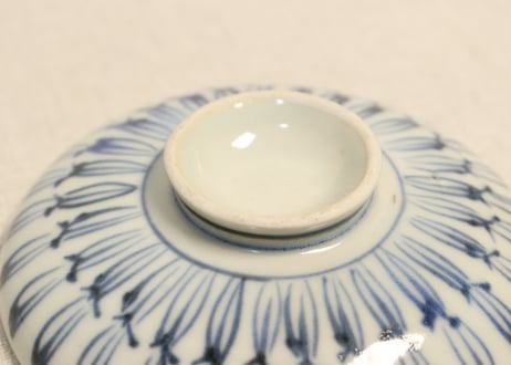 江戸中期染付木賊文蓋茶碗 蓋シミ