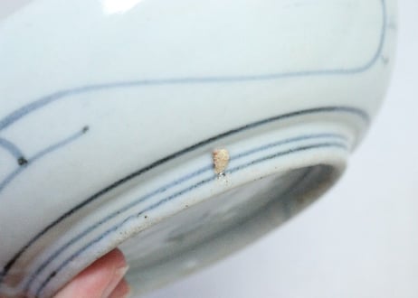 江戸中期染付花図くらわんかなます皿　ノミホツ