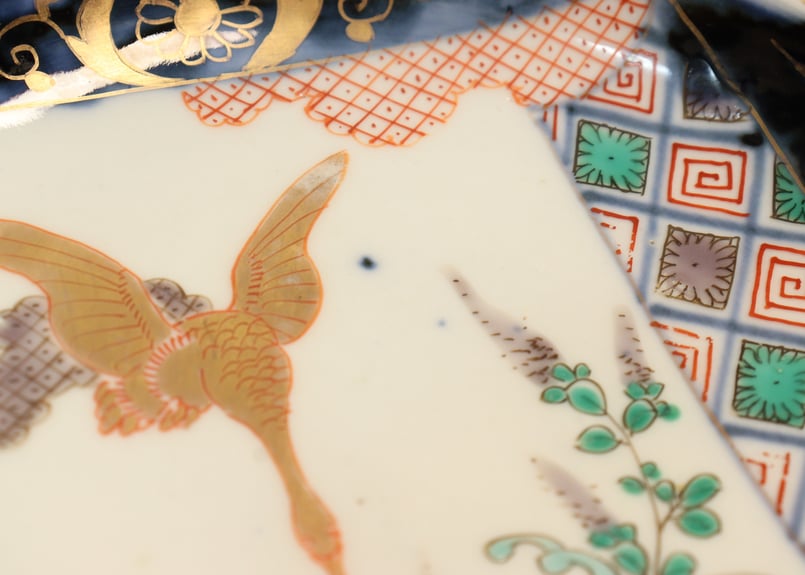 明治前期色絵流水に水鳥図小皿②高台あたり傷 | 吉祥寺PukuPuku