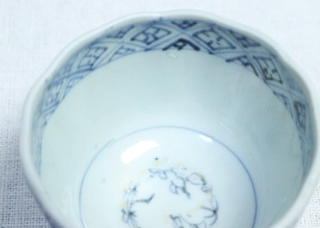 江戸幕末染付蛸唐草図向付②　中