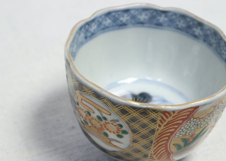 明治前期色絵桜と菊図向付