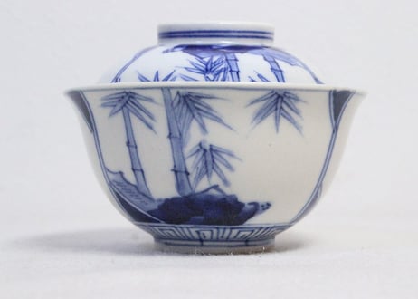 明治前期染付松竹梅図飯茶碗