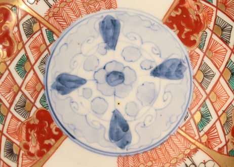明治前期色絵柴垣に梅と龍図通り物なます皿②ノミホツ