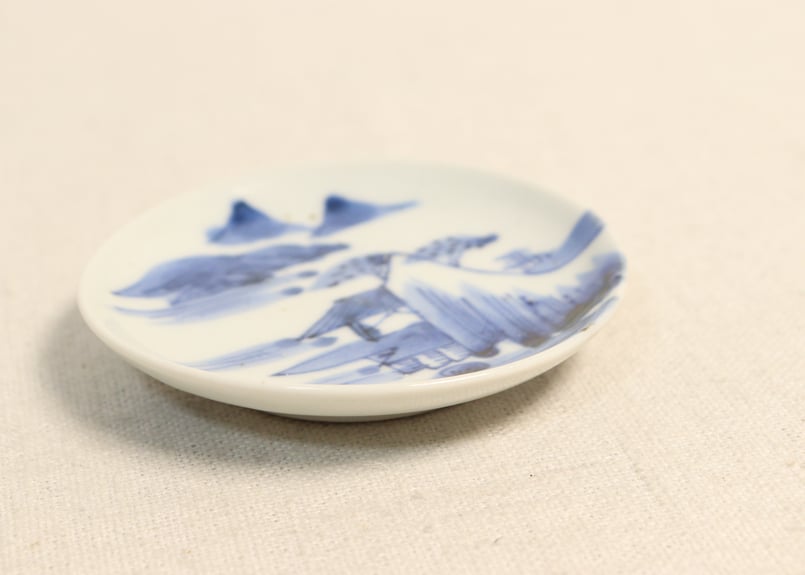 江戸後期染付山水と蝙蝠図豆皿① | 吉祥寺PukuPuku