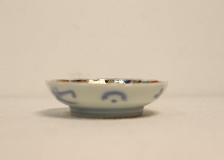 明治前期色絵桃と鶴図通り物豆皿②　少甘手