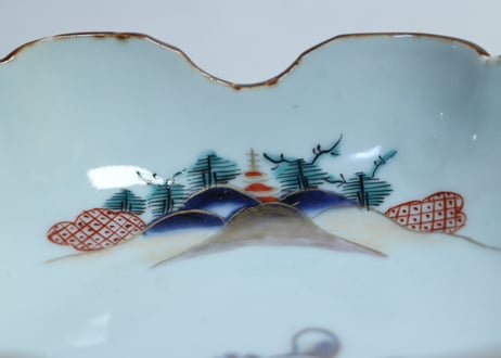 江戸中期色絵馬図四弁通り物なます皿 　5客組
