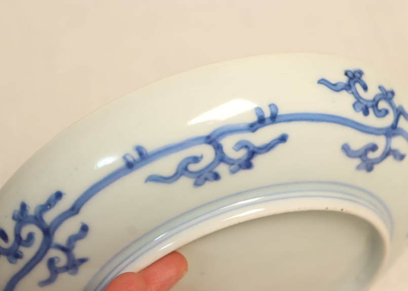 江戸幕末染付山水に微塵唐草図5寸皿④ノミホツ | 吉祥寺PukuPuku