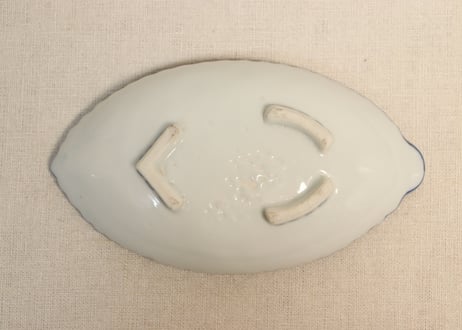 明治前期京焼染付小染写し葉型皿