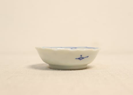 明治後期～大正染付川海老図深豆皿