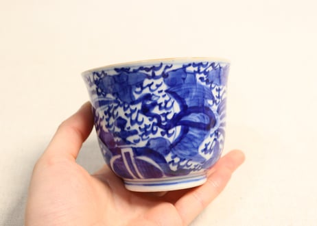 明治前期ベロ藍鳳凰図通り物向付