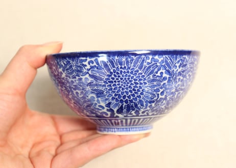 明治前期紙刷菊図蓋茶碗