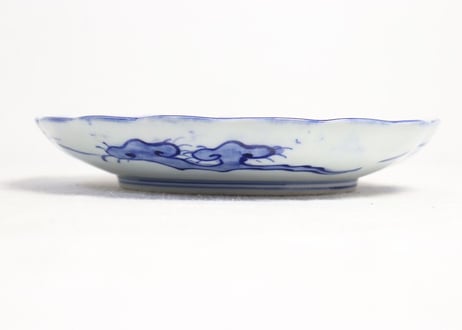 明治前期染付菊と花図7寸皿