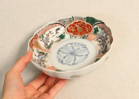 明治前期色絵松竹梅に鶴図通り物なます皿 フリモノ