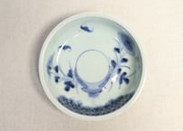 江戸中期染付竹と菊に蝙蝠図なます皿① かたつき