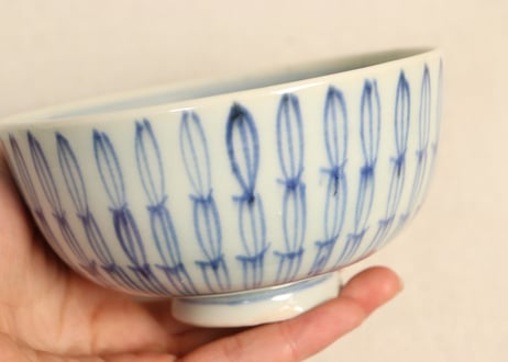 江戸中期染付木賊文蓋茶碗 蓋シミ
