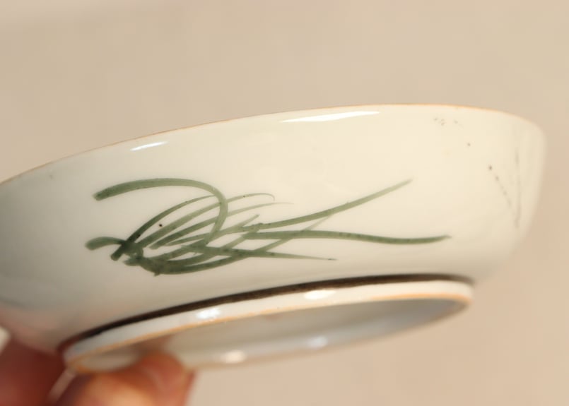 大正～昭和戦前九谷焼青粒色絵富士に鷹図小皿 | 吉祥寺PukuPuku