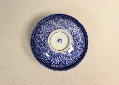 明治前期紙刷菊図蓋茶碗