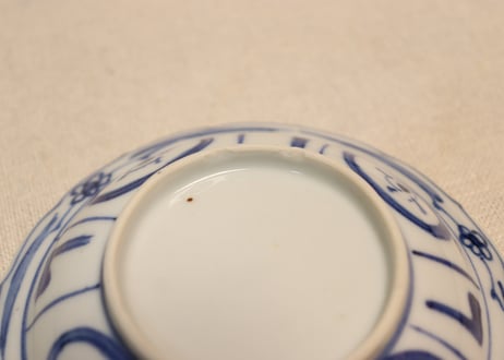 明治前期染付芙蓉手鳥図小皿