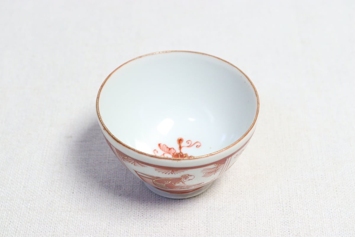 割引❗️【美品】「母」 九谷焼 赤絵 松竹梅 吉兆図 なます皿 5客 （20Ａ①） K-1748九谷焼金彩染付松竹梅文8寸中皿全5枚揃え 九谷造玉正画