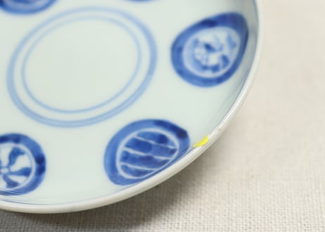 江戸幕末染付六方に丸文小皿②ノミホツ